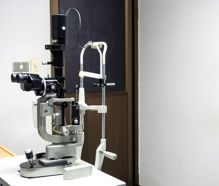 BANGKOK - JULY 29: Haag-Streit slit lamp biomicroscope for eye examination in ophthalmologist office...