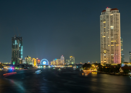 BANGKOK - DECEMBER 31: Night view in last day of year celebration along Chaophraya river in Bangkok, Thailand, was taken on December 31, 2015.のeditorial素材