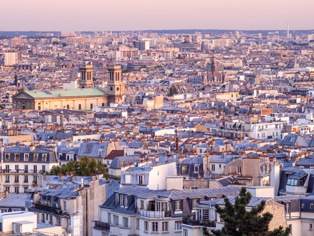 Cityscape view from La butte Montmartre hill at north of Paris, Franceの写真素材