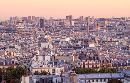 Cityscape view from La butte Montmartre hill at north of Paris, Franceの写真素材