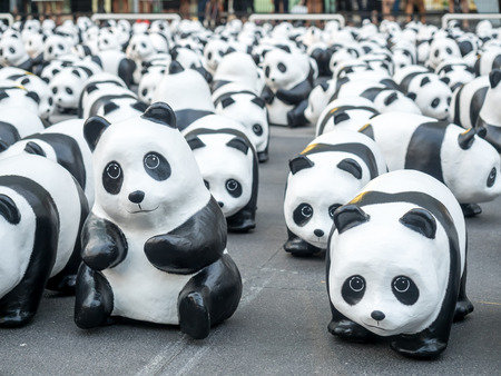 BANGKOK - MARCH 7: 1,600 pandas world tour, papier mache sculptures of pandas with recycled paper, exhibited at Central World shopping mall in Bangkok, Thailand, was taken on March 7, 2016.のeditorial素材