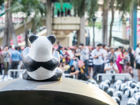 BANGKOK - MARCH 7: 1,600 pandas world tour, papier mache sculptures of pandas with recycled paper, exhibited at Central World shopping mall in Bangkok, Thailand, was taken on March 7, 2016.のeditorial素材
