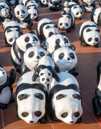 BANGKOK - MARCH 13: 1600 pandas world tour, papier mache sculptures of pandas with recycled paper, exhibited at Giant Brahmin swing in Bangkok, Thailand, was taken on March 13, 2016.のeditorial素材