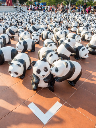 BANGKOK - MARCH 13: 1600 pandas world tour, papier mache sculptures of pandas with recycled paper, exhibited at Giant Brahmin swing in Bangkok, Thailand, was taken on March 13, 2016.のeditorial素材