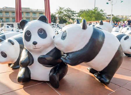 BANGKOK - MARCH 13: 1600 pandas world tour, papier mache sculptures of pandas with recycled paper, exhibited at Giant Brahmin swing in Bangkok, Thailand, was taken on March 13, 2016.のeditorial素材