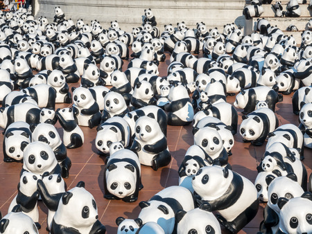BANGKOK - MARCH 13: 1600 pandas world tour, papier mache sculptures of pandas with recycled paper, exhibited at Giant Brahmin swing in Bangkok, Thailand, was taken on March 13, 2016.のeditorial素材