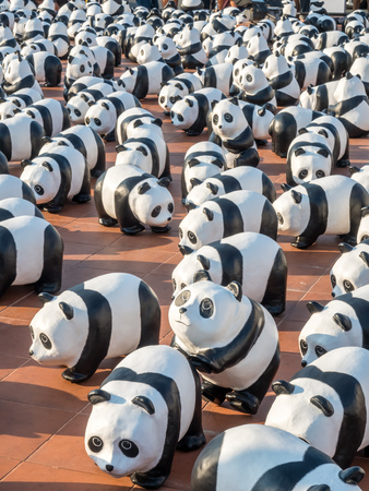 BANGKOK - MARCH 13: 1600 pandas world tour, papier mache sculptures of pandas with recycled paper, exhibited at Giant Brahmin swing in Bangkok, Thailand, was taken on March 13, 2016.のeditorial素材