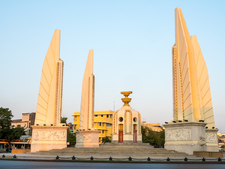 Democracy monument in Bangkok, Thailand, under blue skyの写真素材