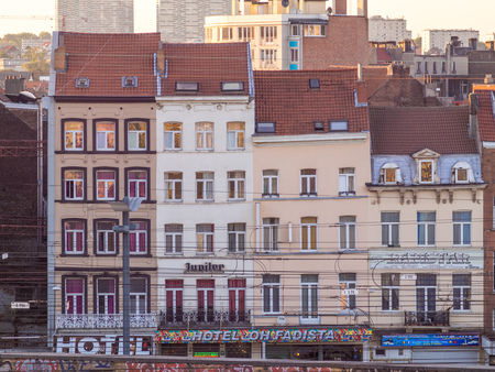 BRUSSELS - SEPTEMBER 30: Cityscape view in evening twilight period of Brussels, the capital city of Belgium, taken on September 30, 2015.のeditorial素材