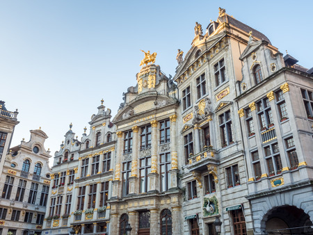 World heritage old and classich buildings in Grand Place, center squre, in Brussels, Belgium, with morning lightのeditorial素材
