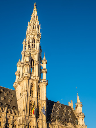 World heritage old and classich buildings in Grand Place, center squre, in Brussels, Belgium, with morning lightのeditorial素材