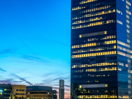 BRUSSELS - SEPTEMBER 30: Cityscape view in evening twilight period of Brussels, the capital city of Belgium, taken on September 30, 2015.のeditorial素材
