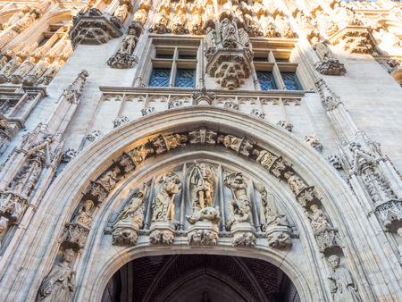 World heritage old and classich buildings in Grand Place, center squre, in Brussels, Belgium, with morning lightのeditorial素材