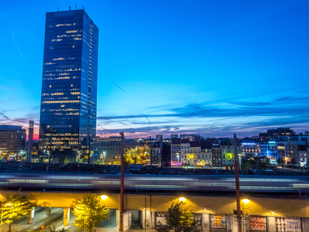 BRUSSELS - SEPTEMBER 30: Cityscape view in evening twilight period of Brussels, the capital city of Belgium, taken on September 30, 2015.のeditorial素材