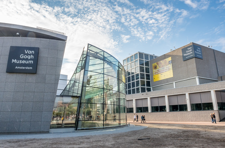 AMSTERDAM - OCTOBER 3: Van Gogh museum building outstanding with design architectured in Amsterdam, Netherlands, on October 3, 2015.のeditorial素材