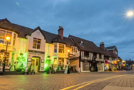 STRATFORD - MAY 19: Stratford upon the Avon city scene under twilight cloudy sky in England, was...