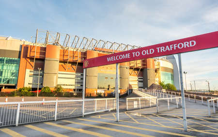 MANCHESTER - MAY 22: Sir Alex Ferguson stand, former known as North stand, of Old Trafford football stadium in Manchester city, England, was taken on May 22, 2016.のeditorial素材