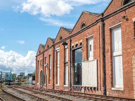 MANCHESTER - MAY 22: Historic buildings of Museum of Science and Industry situated on the site of the world first railway station in Manchester city, England, was taken on May 22, 2016.のeditorial素材