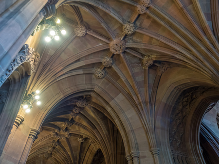 MANCHESTER - MAY 22: Interior design of John Rylands Library, part of University of Manchester, was taken on May 22, 2016, in Manchester city, England.のeditorial素材