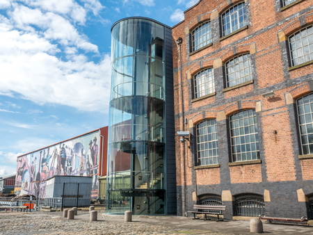 MANCHESTER - MAY 22: Historic buildings of Museum of Science and Industry situated on the site of the world first railway station in Manchester city, England, was taken on May 22, 2016.のeditorial素材