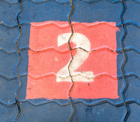 Number two cover with square paint on floor blocksの写真素材