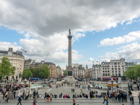 LONDON - MAY 24: Trafalgar square, public square commemorates British naval victory, located in London, England, was taken on May 24, 2016.のeditorial素材