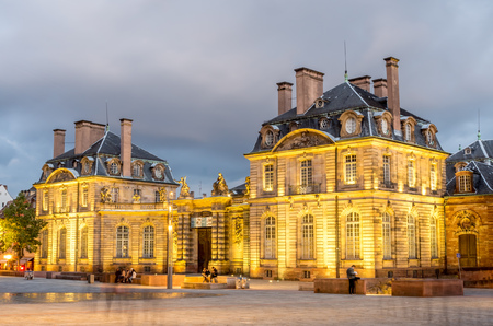 Museum of Fine Arts in Strausbourg in France, under cloudy sky in twilight timeのeditorial素材