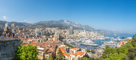 MONACO - APRIL 8 : Cityscape of skyscraper buildings and coastline in Monaco, Monaco, on April 8, 2017. Monaco is the second smallest and the most densely populated country in the world.のeditorial素材