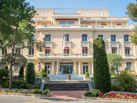MONACO - APRIL 8 : Ministry of State building in beautiful architecture in Monaco city, Monaco, on April 8, 2017.のeditorial素材