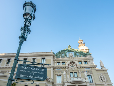 MONACO - APRIL 8 : Rear building architecture of Casino de Monte Carlo in Monaco, on April 8, 2017.のeditorial素材