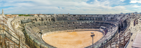 Panorama view of inside of Roman Theatre of Orange (Théâtre antique d'Orange), one of the best preserved roman theater in Europe, is entertainment center in Roman era, in Orange city, Franceのeditorial素材