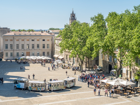 AVIGNON, FRANCE - APRIL 12 : Scene from Papal palace of square in Avignon, France, on April 12, 2017.のeditorial素材