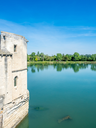 Pont d'Avignon is destroyed bridge, the UNESCO World Heritage place, cross Rhone river in Avignon, Franceのeditorial素材