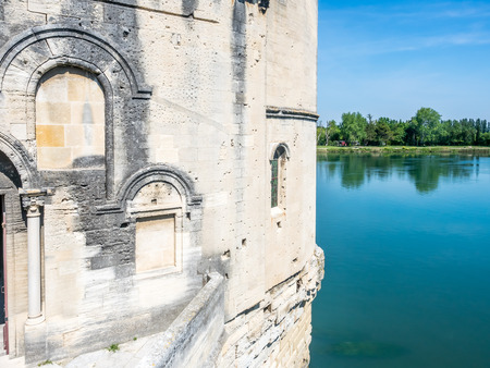 Pont d'Avignon is destroyed bridge, the UNESCO World Heritage place, cross Rhone river in Avignon, Franceのeditorial素材