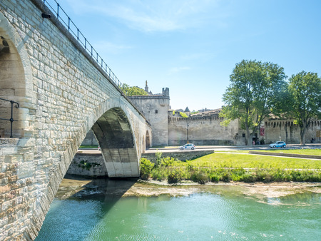 Pont d'Avignon is destroyed bridge, the UNESCO World Heritage place, cross Rhone river in Avignon, Franceのeditorial素材