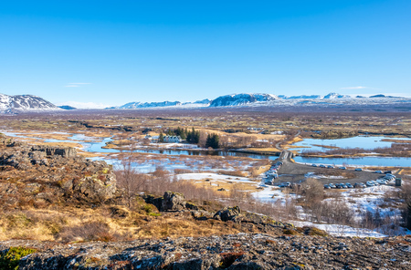 Thingvellir is boundary between North American plate and Eurasian plate. Outstanding with many natural things.の写真素材