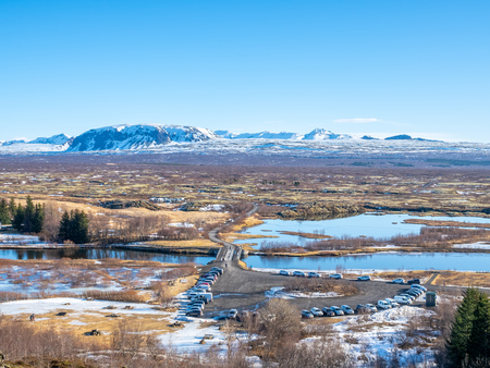 Thingvellir natural place in Iceland, is boundary between North American plate and Eurasian plate. Outstanding with many natural things.の写真素材
