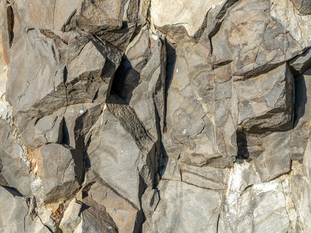 Strange basalt rock mountain near Reynisfjara black sand beach in Vik town, one of the landmark of Icelandの写真素材