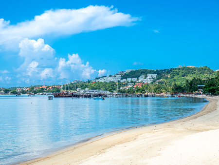 Seascape view under cloudy blue sky in summer season at Samui island, Thailandのeditorial素材