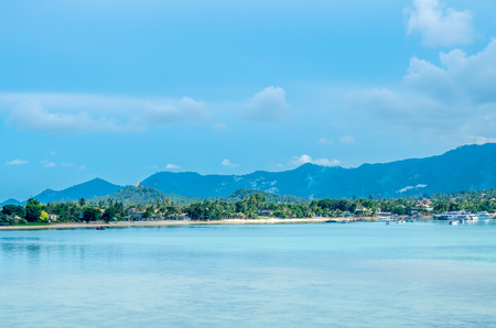 Seascape view under cloudy blue sky in summer season at Samui island, Thailand
