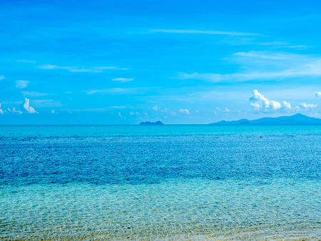 Seascape view with sand beach, beautiful view in Samui island, Thailand, summer seasonの写真素材