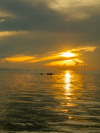 Seascape view under sunset cloudy blue sky in evening twilight time at Samui island, Thailandの写真素材