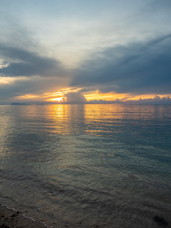 Seascape view under sunset cloudy blue sky in evening twilight time at Samui island, Thailandの写真素材