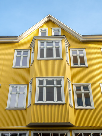 Colorful buildings in Reykjavik, captial city of Iceland, under blue skyのeditorial素材