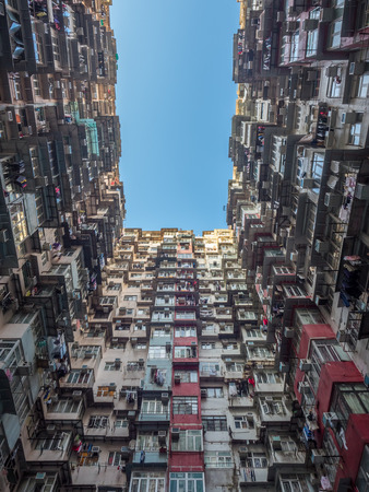 HONG KONG, CHINA - JANUARY 20 : Yik Cheong Building or Monster buildings, location in many blockbuster Hollywood movies, is one of the most popular landmark in Hong Kong, China, was taken on January 20, 2018.のeditorial素材
