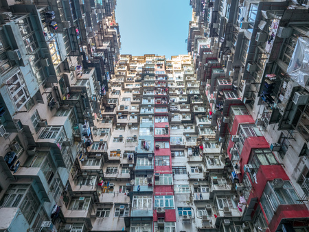 HONG KONG, CHINA - JANUARY 20 : Yik Cheong Building or Monster buildings, location in many blockbuster Hollywood movies, is one of the most popular landmark in Hong Kong, China, was taken on January 20, 2018.のeditorial素材