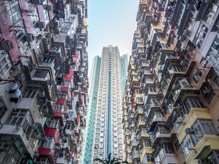 HONG KONG, CHINA - JANUARY 20 : Yik Cheong Building or Monster buildings, location in many blockbuster Hollywood movies, is one of the most popular landmark in Hong Kong, China, was taken on January 20, 2018.のeditorial素材