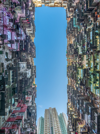 HONG KONG, CHINA - JANUARY 20 : Yik Cheong Building or Monster buildings, location in many blockbuster Hollywood movies, is one of the most popular landmark in Hong Kong, China, was taken on January 20, 2018.のeditorial素材