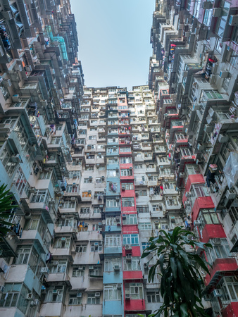 HONG KONG, CHINA - JANUARY 20 : Yik Cheong Building or Monster buildings, location in many blockbuster Hollywood movies, is one of the most popular landmark in Hong Kong, China, was taken on January 20, 2018.のeditorial素材