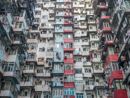 HONG KONG, CHINA - JANUARY 20 : Yik Cheong Building or Monster buildings, location in many blockbuster Hollywood movies, is one of the most popular landmark in Hong Kong, China, was taken on January 20, 2018.のeditorial素材